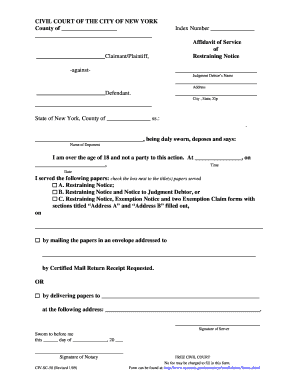 Affidavit of Service New York  Form