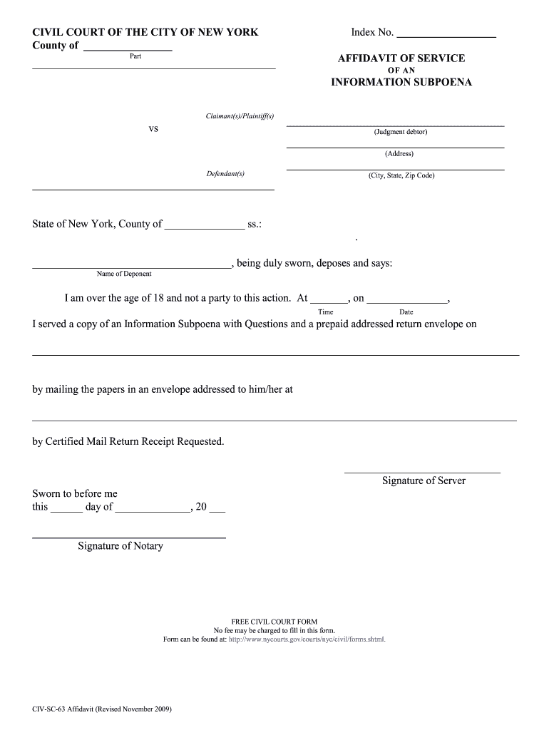  Information Subpoena Ny PDF 2009-2024