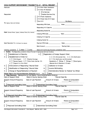 Child Support Transmittal #1 Form