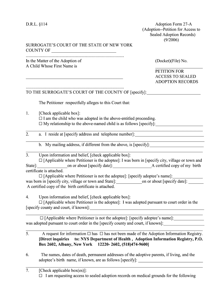  Ny Adoption Form 2006-2024