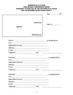 Compliance Conference Order Kings County  Form