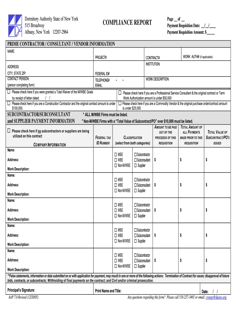 Dasny Compliance Report Form