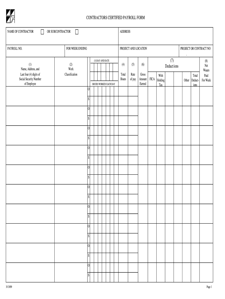  Dasny Certified Payroll Form 2009