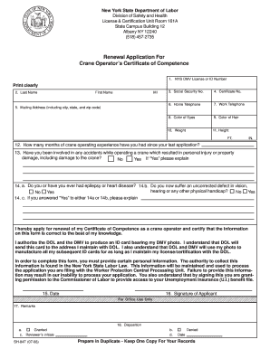  Nys Department of Labor License and Certification Unit Phone Number 2008