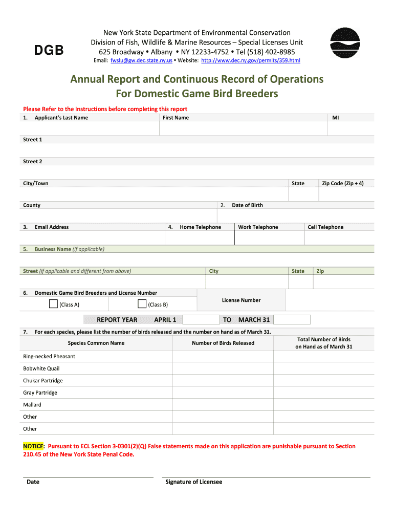 Annual Report and Continuous Record of Operations Form