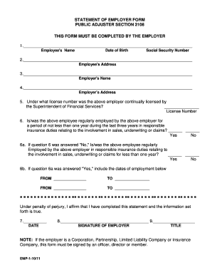 Employer Statement Form