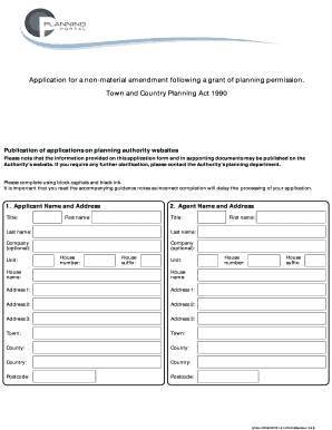 Non Material Amendment Planning  Form