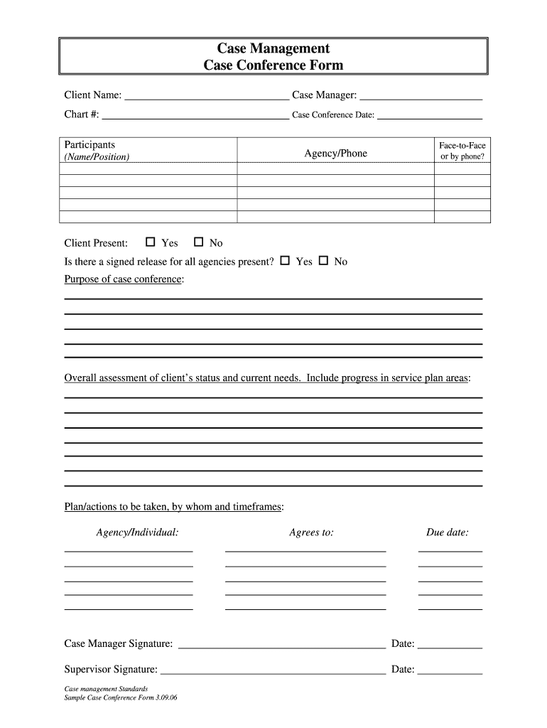 Social Work Case Conference Template  Form