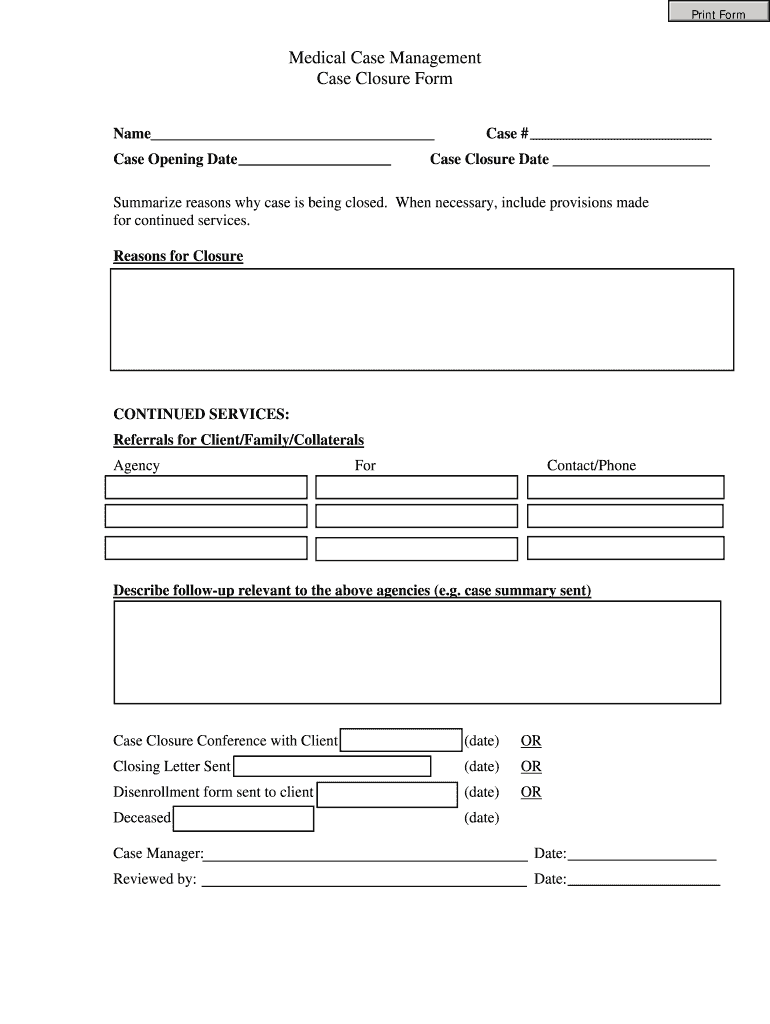 Case Closure Form