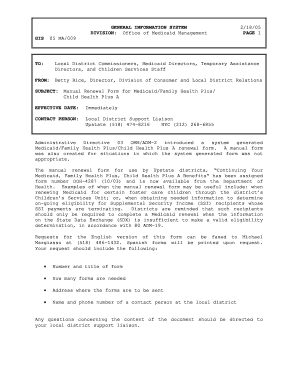 Manual Renewal Form for MedicaidFamily Health PlusChild Health Plus a GIS Manual Renewal Form for MedicaidFamily Health PlusChil