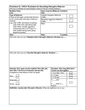 Beyond Behaviors Worksheets  Form