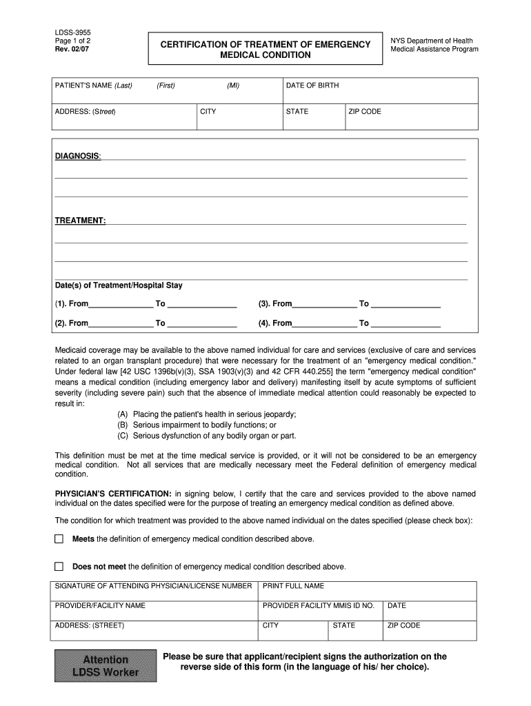 Get and Sign Emergency Medical Certificate Sample 2007-2022 Form