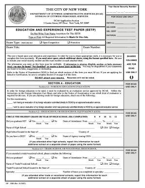 Education and Experience Exam  Form
