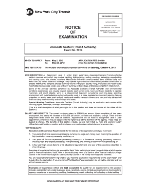 Mta Associate Cashier  Form