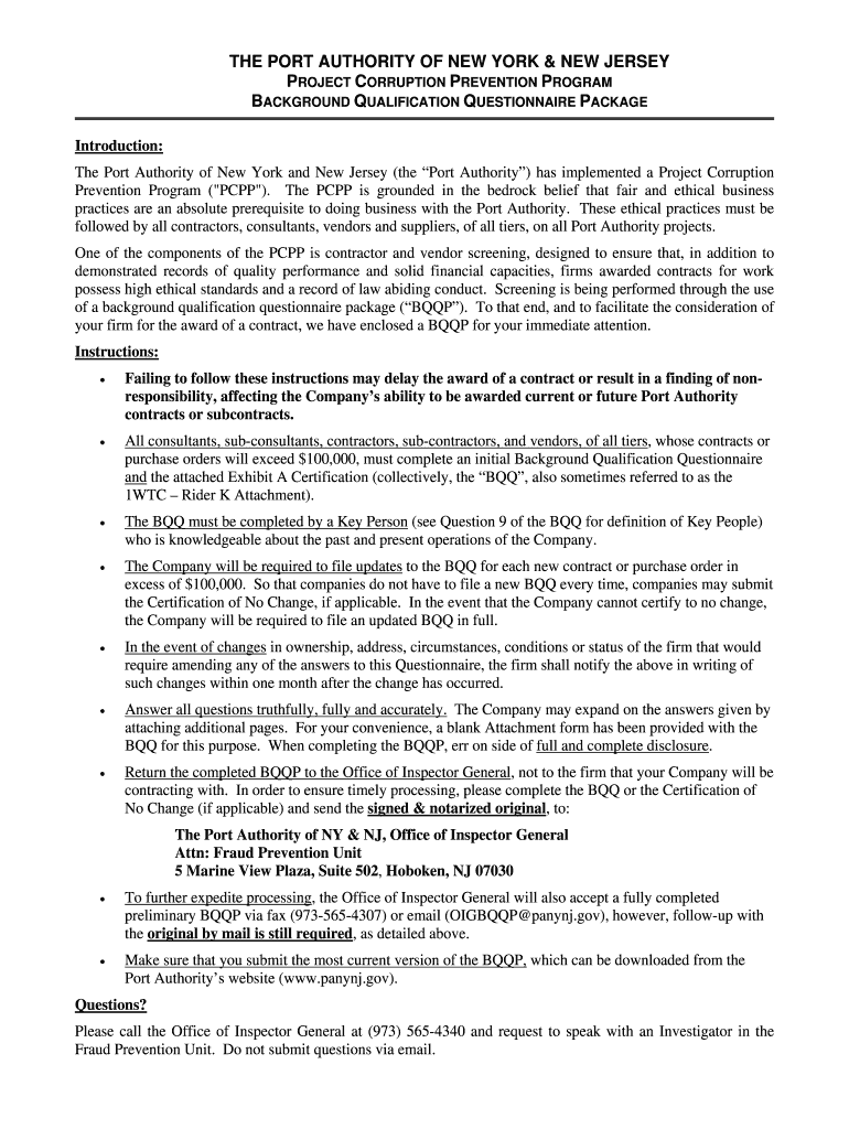  Port Authority Background Check 2010-2024