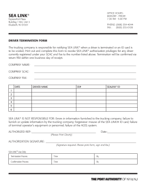 Sealink Card  Form