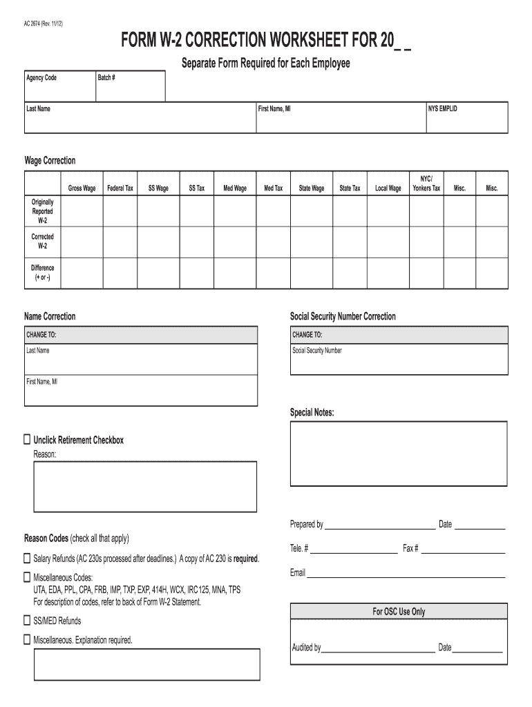  Nys W2 Correction  Form 2012