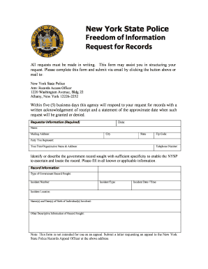 New York State Police Foil Request  Form