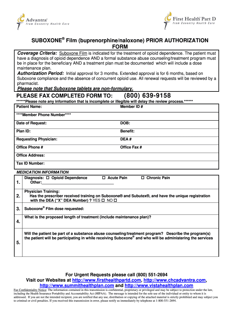  Coventry Prior Authorization Form 2012-2024