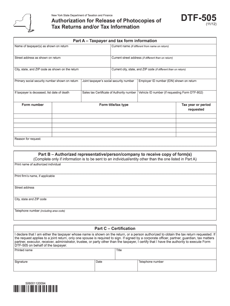  Nys Dtf 505  Form 2012