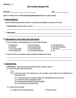 New York State Welfare to Work Individual Employment Plan Otda Ny  Form