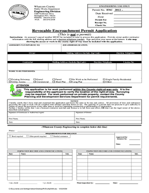 Whatcom County Encroachment Permit Application Form
