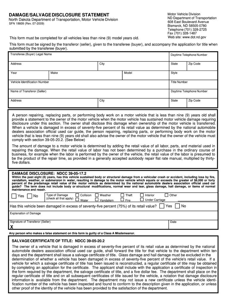  Sfn 18609  Form 2009