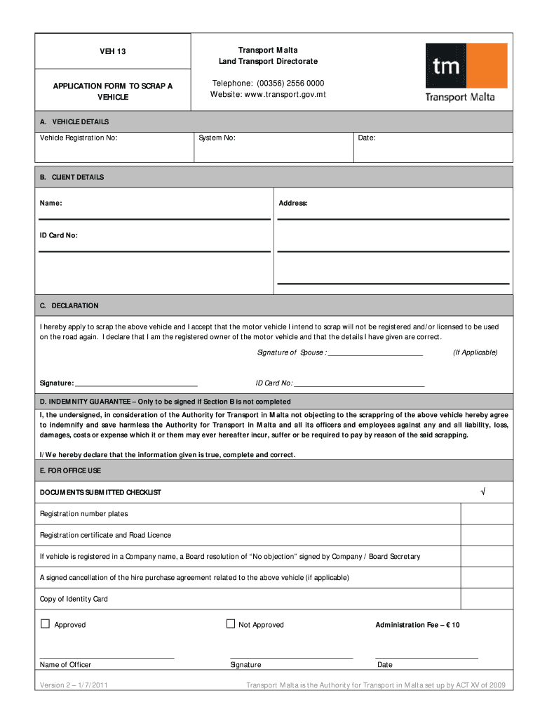 Get and Sign Veh 13 2011-2022 Form