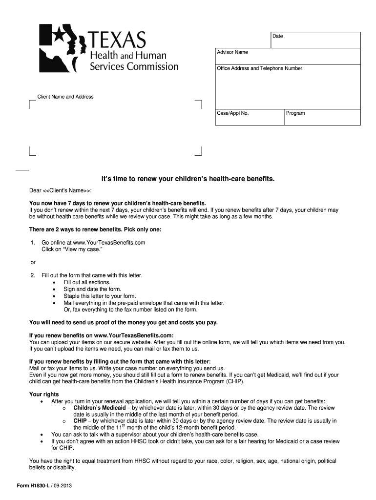 Hhsc Form 1830 Fa