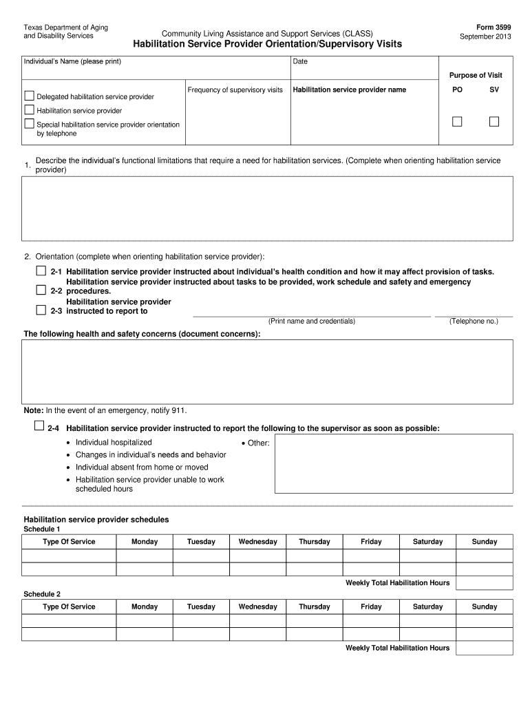  Texas Dads Form 3599 PDF 2013-2024