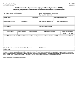 DADS or HHSC Form the Texas Department of Aging and Dads State Tx