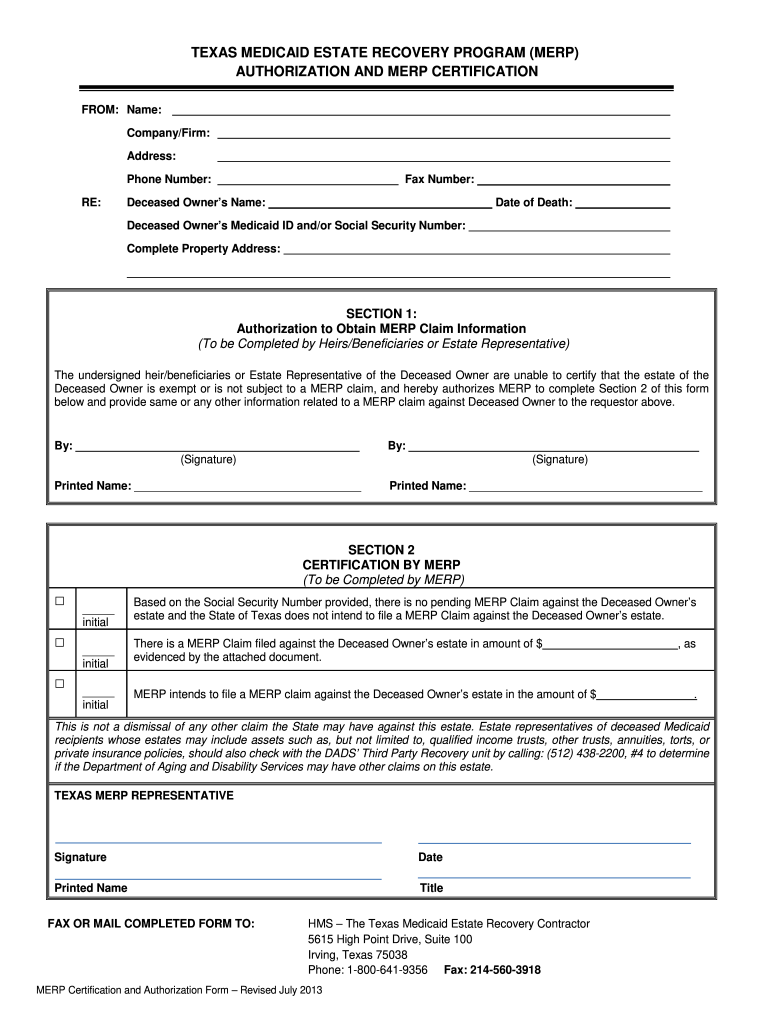  How Do You Obtain a Merp Form in Texas 2013-2024