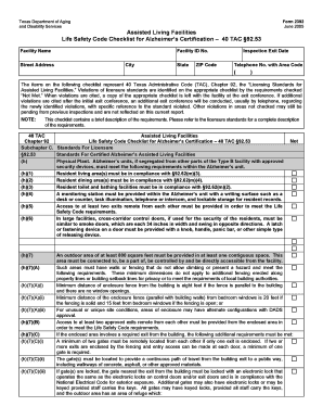 Texas Assisted Living Regulations PDF  Form