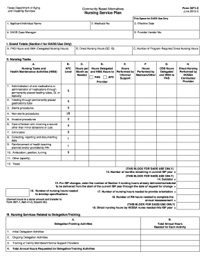Nursing Service Plan Form 3671 C Dads State Tx