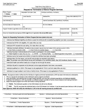  Request for Termination of Waiver Program Services Form 3616 Dads State Tx 2012