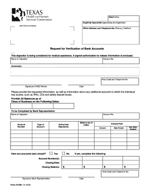  Form 1239 Verification of Bank Accounts 2009