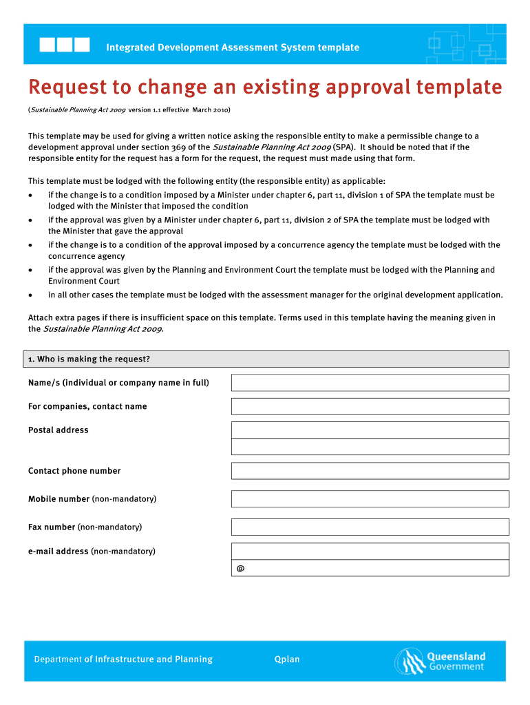  Request to Change an Existing Approval Form 2010-2024