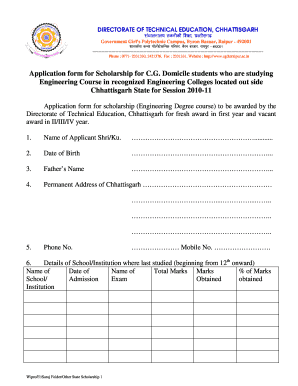 Cg Scholarship Form PDF