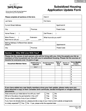 Housing Update Form