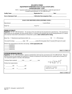 Equipment Performance Evaluation Texas