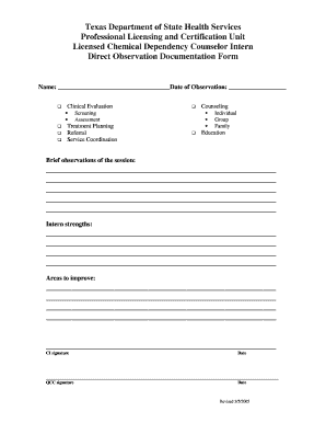 Observation Documentation Form