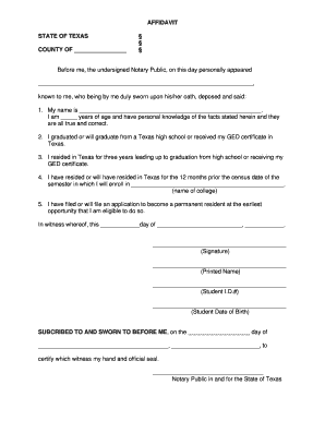 Affidavit of Intent to Become a Permanent Resident  Form