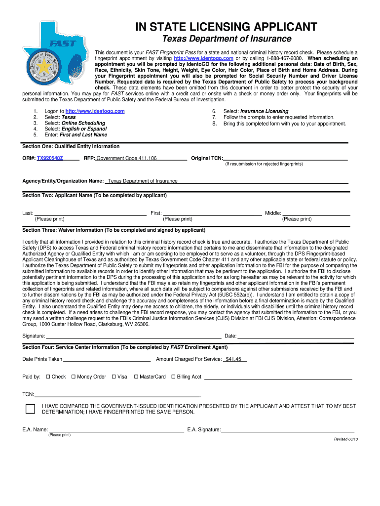 Fingerprint Appointment by Visiting Httpwww  Form