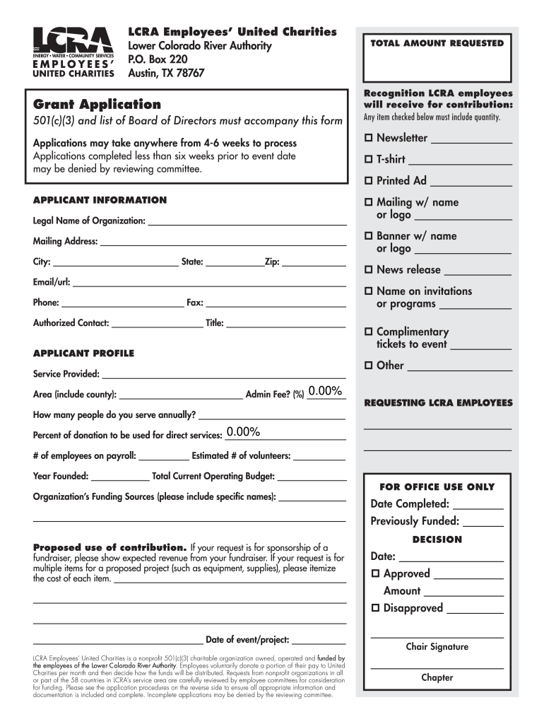 Lcra Grant Application  Form