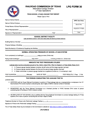 LPG FORM 30 the Railroad Commission of Texas Rrc State Tx