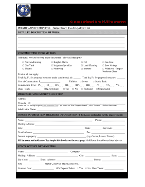Get and Sign Martin County Permit Applaction Form 2012