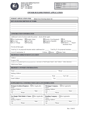 Martin County Owner Builder Permit  Form