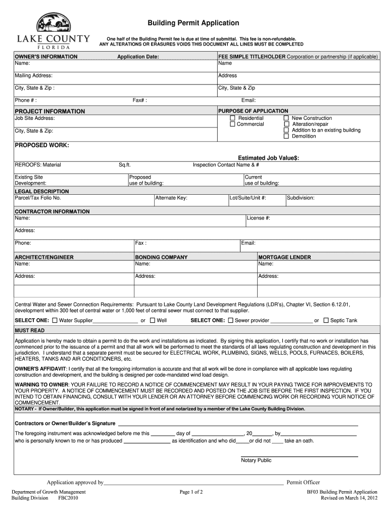  Building Permit Application BF03  Lake County  Lakecountyfl 2012-2024