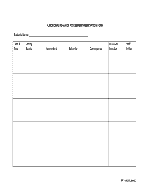 Functional Behavior Assessment Observation Form