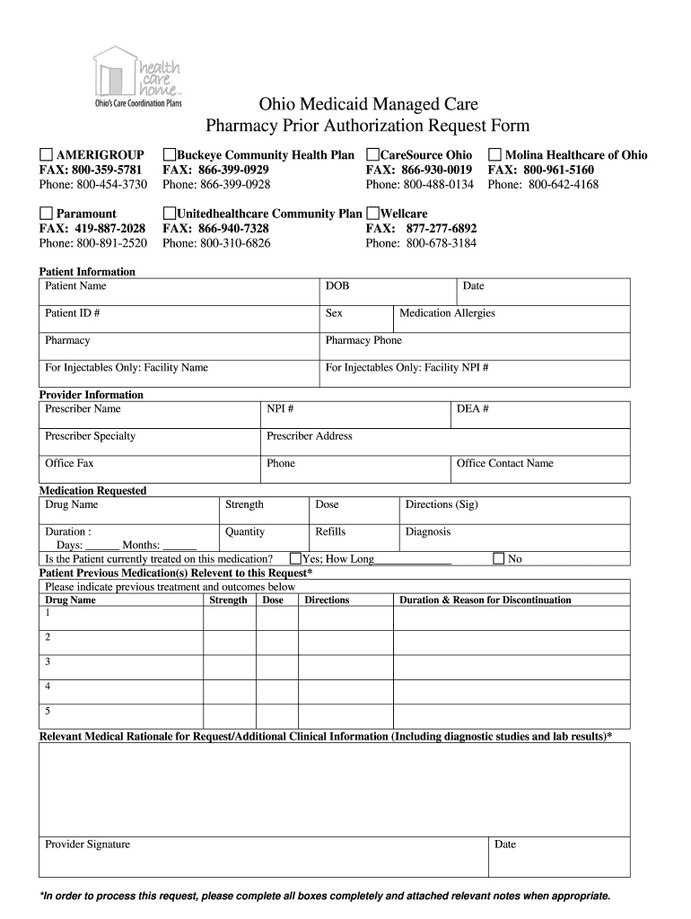 Medicaid Prior Authorization Form Ohio Fill Out And Sign Printable